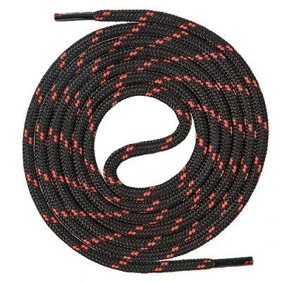 Afbeelding van Mount Swiss Ronde premium veters voor werkschoenen, wandelschoenen en trekkingschoenen polyester ø 4,5 mm zeer scheurvast kleur: zwart rood, lengte: 110 cm.