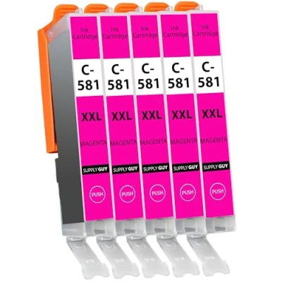 Afbeelding van Supply Guy 5 XXL Inktpatronen met chip compatibel Canon CLI 581 Magenta voor TR7500 TR7550 TR8500 TR8550 TS6100 TS6150 TS6151 TS6300 TS6350 TS8100 TS8150 TS8151 TS8152 TS8350 TS9150 TS9155