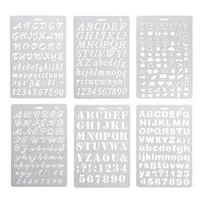 Afbeelding van XNJIHWA 6 Stks Alfabet Stencil Set Plastic Stencils Letters Kalligrafie Brief voor Ambachten Herbruikbare DIY Craft Spuiten Schilderen Tekening Dagboek Scrapbook
