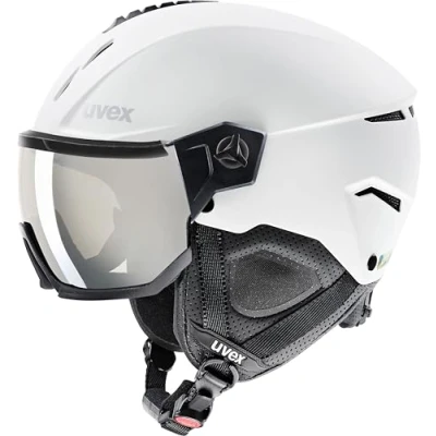 Afbeelding van uvex instinct visor skihelm voor dames en heren met vizier individueel passysteem white black matt 60 62 cm