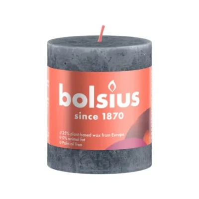 Afbeelding van Rustiek stompkaars shine 80 x 68 mm Slate blue kaars Bolsius