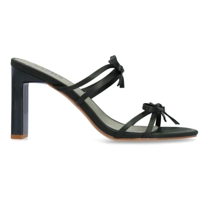 Afbeelding van Sacha Dames Groene sandalen met hak en strikjes Maat 42