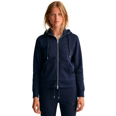 Afbeelding van GANT REG Tonal Shield FULL ZIP Sweater met rits, Dames, Maat: Medium, Evening blue