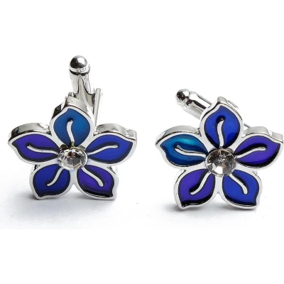 Afbeelding van Manchetknopen Bloem Paars en Blauw