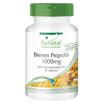Afbeelding van Fairvital Bijen Propolis tabletten natuurlijk bijenhars extract 1000mg HOOG GEDOSEERD met 3% galangine 90