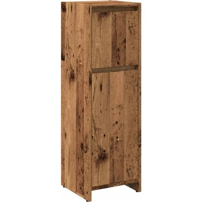 Afbeelding van Badkamerkast 30x30x95 cm bewerkt hout oud houtkleurig