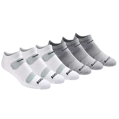 Afbeelding van Saucony Multi Pack Mesh Ventilating Comfort Fit Performance No Show Sokken voor heren, Grijze mode (6 paar), Large