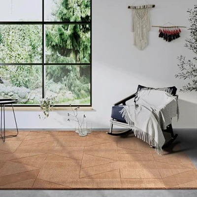 Afbeelding van Villeroy &amp; Boch Ursule Wollen tapijt, natuurlijk woonkamertapijt, handgeweven en milieuvriendelijk, boho wol voor woonkamer, slaapkamer, eetkamer, hal, keuken, bruin, 80 x 150 cm