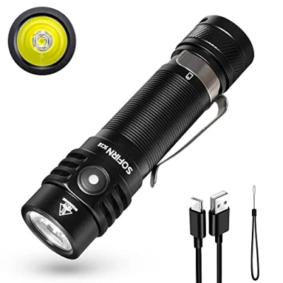 Afbeelding van Sofirn SC18 Led zaklamp, IP68, waterdicht, oplaadbaar, zaklamp (voor kamperen, wandelen en noodgevallen) met 1800 lumen led, 5 verlichtingsmodi
