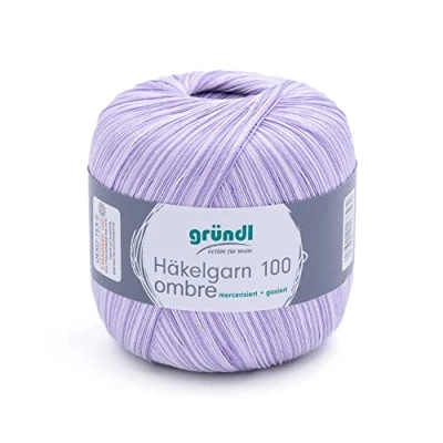 Afbeelding van Gründl Haakgaren 100 ombré (gemerceriseerd katoengaren voor haken van 100% katoen, g / 566 m, naalddikte: 1,5 2, 1 x g), lavendel