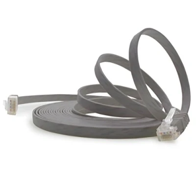 Afbeelding van 1aTTack.de 15m Grijs 1 stuk Cat.6 Platte Netwerkkabel Cat6 Kabel Ultra Patchkabel 1000 Mbit/s Gigabit LAN (RJ45) Plat Slim Micro