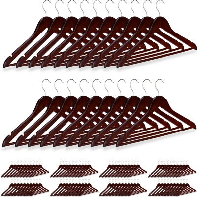 Afbeelding van Relaxdays 100 x kledinghanger klerenhanger kleerhanger broekenstang hout bruin