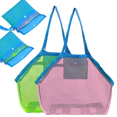 Afbeelding van ZDNT 2 stuks strandspeelgoedtas, zandspeelgoedtas, strandtas, strandspeelgoed, mesh nettas, voor familievakantie