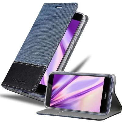 Afbeelding van Cadorabo Hoesje geschikt voor Huawei P8 LITE 2017 / P9 in DONKERBLAUW ZWART Beschermhoes met magnetische sluiting, standfunctie en kaartvakje Book Case Cover Etui