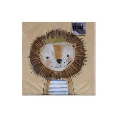 Afbeelding van 20 servetten leeuw in feeststemming, tafeldecoratie, decoupage, servettechniek 33 x cm