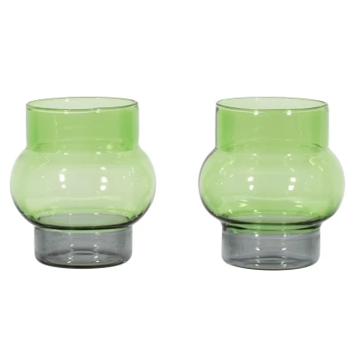 Afbeelding van Tom Dixon Bump Short glazen set van 2 groen