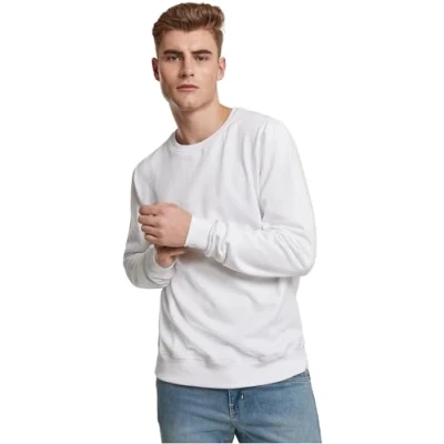 Afbeelding van Build Your Brand Heren sweatshirt Premium Crewneck pullover, mannen sweater verkrijgbaar in 3 kleuren, maten S XXL, wit,