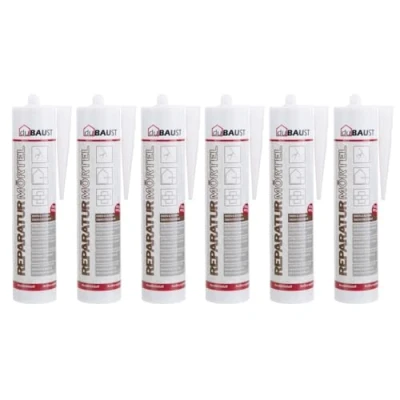 Afbeelding van dubaust REP24 Reparatiemortel Voegmortel Express Cement Mortel Binnen Buiten 310ml Cartridge Cementgrijs (6)