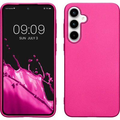 Afbeelding van kwmobile telefoonhoesje compatibel met Samsung Galaxy A35 hoesje Zachte case voor smartphone Back cover in metallic roze