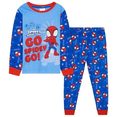 Afbeelding van Marvel Spiderman Jongens Pyjama Set, Comfortabele Ademend Nachtkleding Cadeaus voor Jongens, Blauw, 7 8 jaar