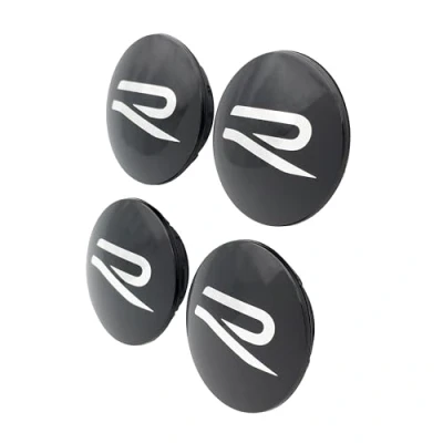 Afbeelding van Volkswagen 000071213F Dynamische naafdoppen, 4 stuks, zwart glanzend, met R logo, voor originele VW lichtmetalen velgen standaard naafdoppen 5G0601171 of 5H0601171