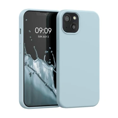 Afbeelding van kwmobile telefoonhoesje geschikt voor Apple iPhone 13 Hoesje met siliconen coating Smartphone case in pastelblauw