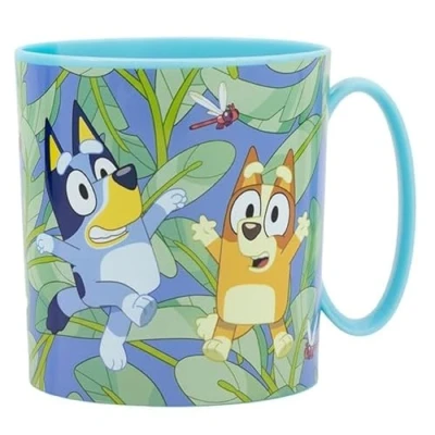 Afbeelding van ms móvil shop Bluey mok van keramiek, ontbijtmok, blauw en bingo, inhoud 325 ml, tekening, geschenkdoos, officieel product Ludo Studios