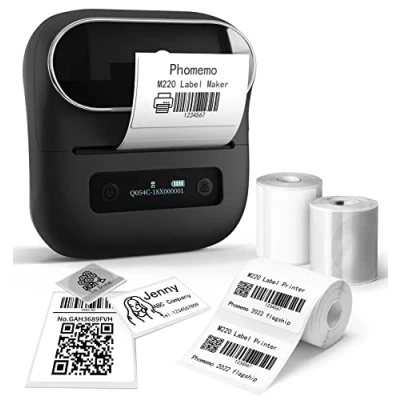 Afbeelding van Phomemo M220 Labelprinter, Thermische Draagbare Labelfabrikant Voor Barcode, Thuis en Kantoor, School, Etikettering, Compatibel met Smartphones PC