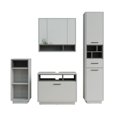 Afbeelding van Vicco BeatriceBadkamermeubelset Set 4 Grijs/antraciet