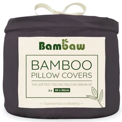 Afbeelding van Bamboe Kussenslopen Eco Kussensloop 40cm bij 80cm Luxe Beddengoed Hypoallergeen Puur Rayon Ultra ademende Stof Houtskool Bambaw