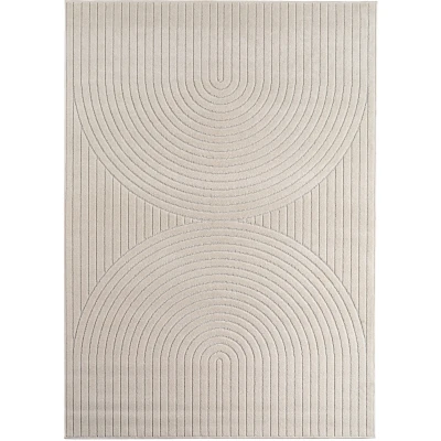 Afbeelding van Buitenkleed NOVA Indoor &amp; Outdoor Vloerkleed Japandi Scandinavisch Design Effen 3D Look Weerbestendig UV proof Creme 80x150 cm