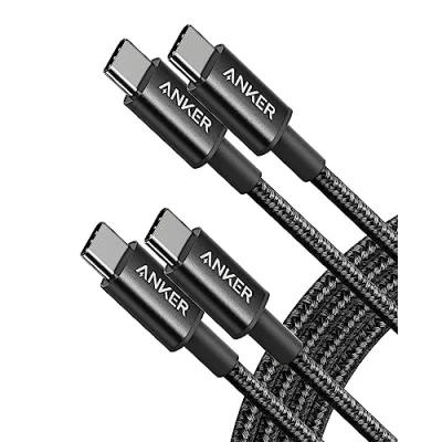 Afbeelding van Anker Nieuwe nylon USB C naar oplaadkabel 1,8 m lengte, dubbele verpakking, met Power Delivery voor MacBook Pro 2020, iPad Galaxy S20, Switch, Pixel, LG en laders (zwart)