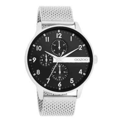 Afbeelding van zilverkleurige OOZOO horloge met metalen mesh armband C11301