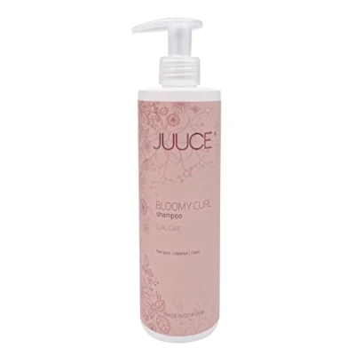 Afbeelding van JUUCE Bloomy Curl Low Poo Shampoo, 450 ml, voor Curly Girl methode, zonder sulfaat, siliconen en parabenen, reinigt hydrateert, resultaat: definieert versterkt krullen