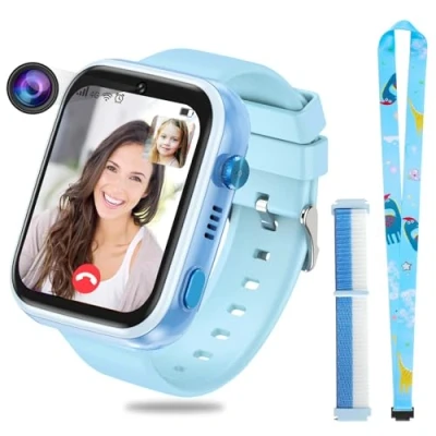 Afbeelding van OKYUK 4G Smartwatch voor kinderen, GPS tracker, meerdere desktopstijlen om uit te kiezen, twee weg oproepen, beeldcompetentie, SOS, wifi, waterdicht touchscreen 4 12 jongens en meisjes (T45