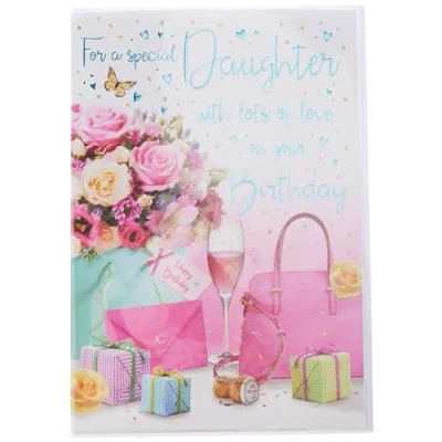 Afbeelding van Piccadilly Greetings Regal Publishing Verjaardagskaart Dochter, roze, 9 x 6 inch