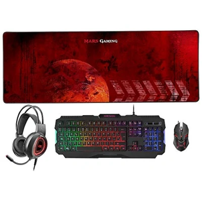 Afbeelding van Mars Gaming MCPRGB2FR, Combo Toetsenbord en Muis+XXL Muismat +Headset, FR