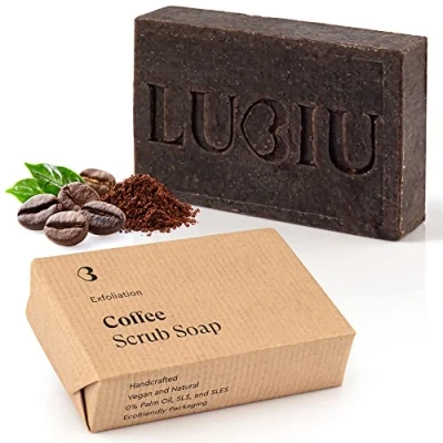Afbeelding van lubiu koffiezeep met scrub 100 g Biologische zeep stuk douchezeep dames en natuurlijke mannen lichaam peeling Natural Soap