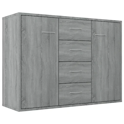 Afbeelding van vidaXL Dressoir 88x30x65 cm bewerkt hout grijs sonoma eikenkleurig, kast, opbergkast, opslagkast, wandkast, bijzetkast, opbergmeubel, kasten