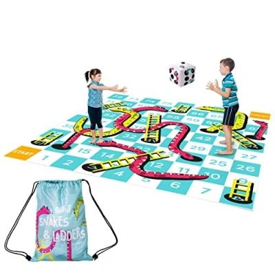 Afbeelding van TWIDDLERS XXL Snakes and Ladders Spel voor Buiten met Opblaasbare Dobbelsteen 3m x Tuinspelletje/Buitenspeelgoed
