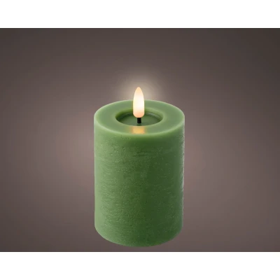 Afbeelding van LED kaars d7h11.2 cm groen/warm wit Lumineo