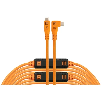 Afbeelding van TetherTools TetherPro Optima 10G USB C 31&#039; (9.4m) Straight To Right, High Visibility Orange