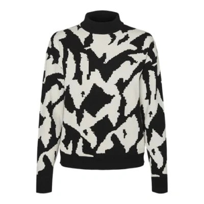 Afbeelding van Vero Moda Trui Vmgold New Art Ls Highneck Pullover 10311357 Black/art Dames Maat XS