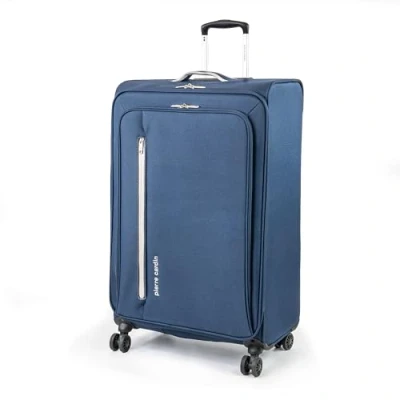 Afbeelding van Pierre Cardin Cion zachte zijden bagage met stress geteste duurzame wielen Telescopische sleepgreep koffer verpakkingsriemen CL610M, Navy &amp; Grijs, L, Groot 78cm