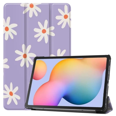 Afbeelding van Samsung Galaxy Tab S6 Lite (2022) Hoes: iMoshion Design Trifold Bookcase Flower Distance Kunstleder Tablet Hoezen