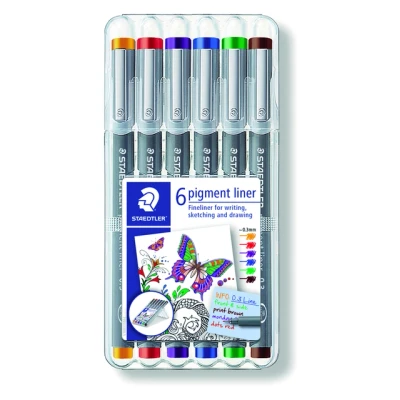 Afbeelding van Fineliner Staedtler Pigment 308 0.3mm set à 6st assorti