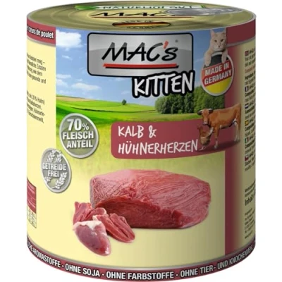 Afbeelding van 6x800g Kitten Kalf/Kippenharten MAC&#039;s Cat Kattenvoer