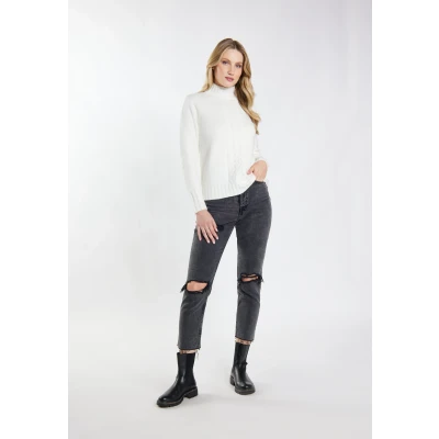 Afbeelding van DREIMASTER vintage Dames Gebreide Trui S / Off White 69% Gerecycled Polyester 23% Polyacryl 6% Wol 2% Elastaan