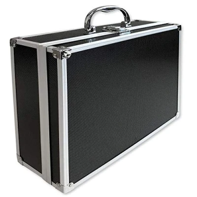 Afbeelding van ECI® aluminium koffer zwart met kubusschuim lege box gereedschapskoffer LxBxH 300 x 250 x105 mm