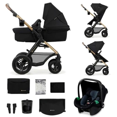 Afbeelding van Kinderkraft MOOV 2 AIR Kinderwagen 3 in 1, met Autostoeltje MINK PRO I Size 40 75 cm, tot 26 kg, Combikinderwagen, Kinderwagenset, Reissysteem, Verstelbare rugleuning, Zwart